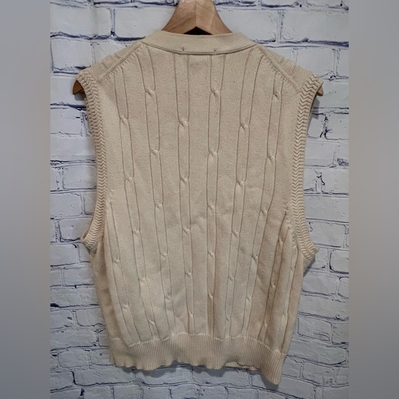 Vintage Nautica Men's Cotton Cable Knit Cardigan Sweater Vest Beige medium - Picture 4 of 6